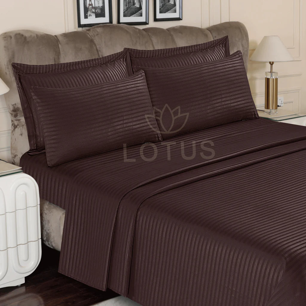 Chocolate Stripe Sateen - Bed Sheet Set