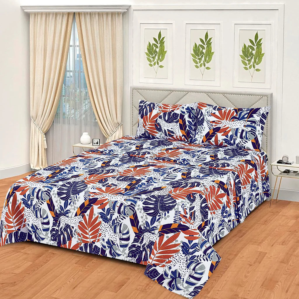 Tropical Leaves - Cotton Bed Sheet Set