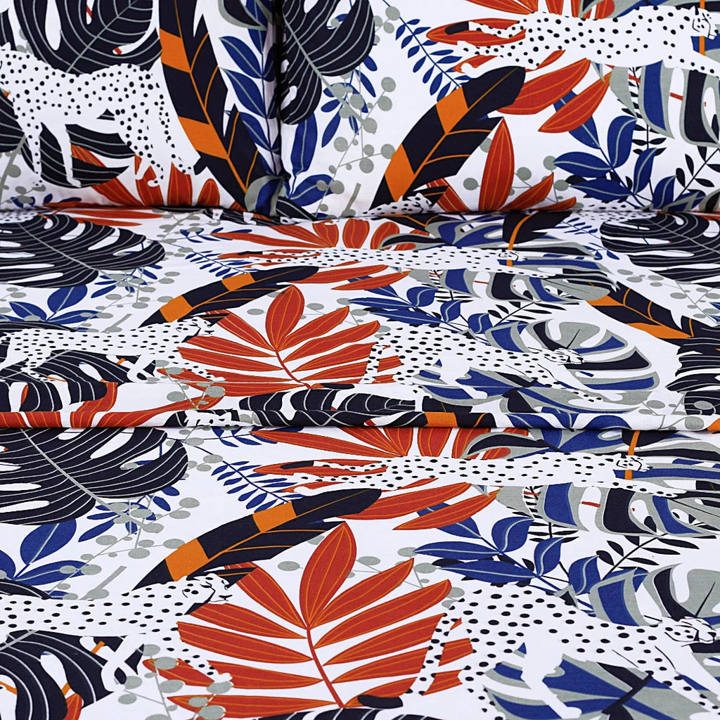Tropical Leaves - Cotton Bed Sheet Set