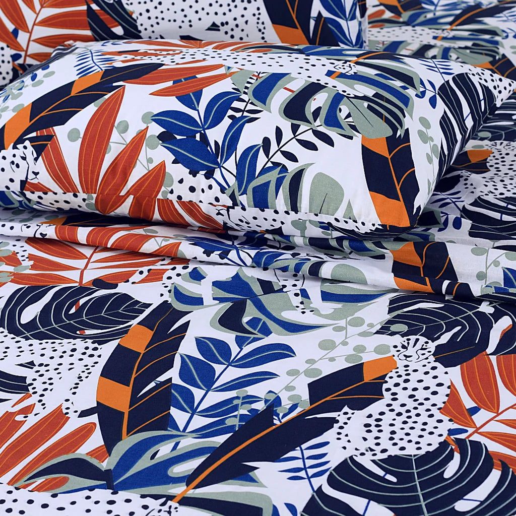 Tropical Leaves - Cotton Bed Sheet Set