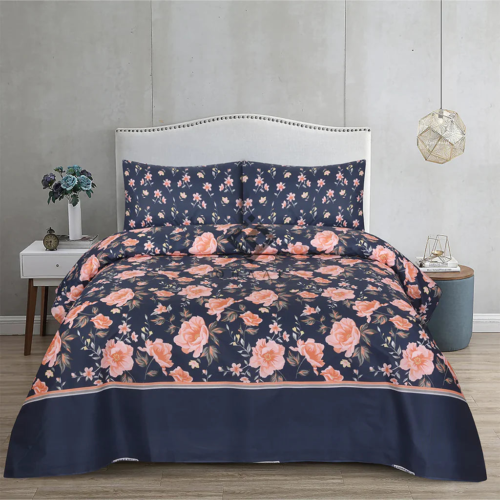 Blush Nightfall - 3pc Poly Cotton Bed Sheet Set