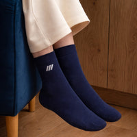 Solid Navy Crew Socks