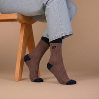 Textured Brown Crew Socks