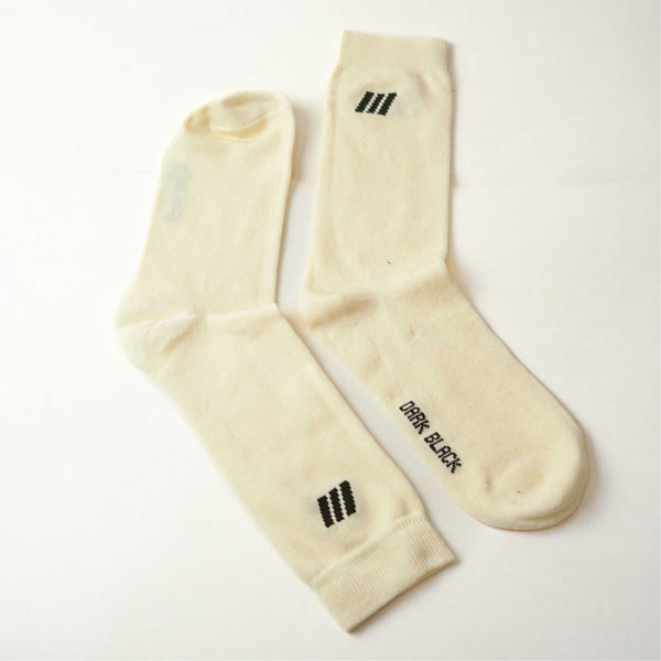 Solid Cream Crew Socks