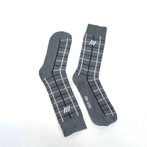 Windowpane Gray Crew Socks