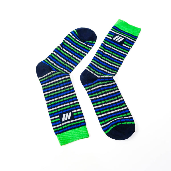 Neon-Stripe Crew Socks