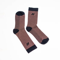 Textured Brown Crew Socks