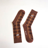 Windowpane Brown crew Socks