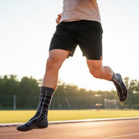 Windowpane Gray Crew Socks